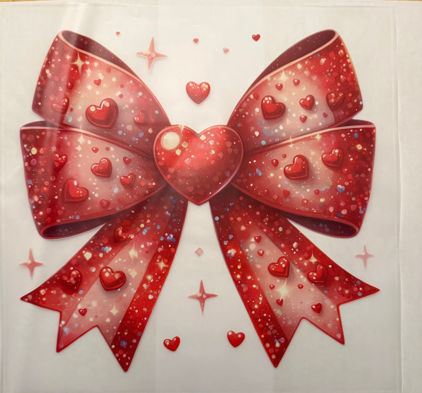 custom dtf prints red bow with hearts