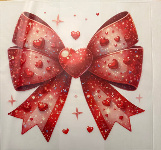 custom dtf prints red bow with hearts
