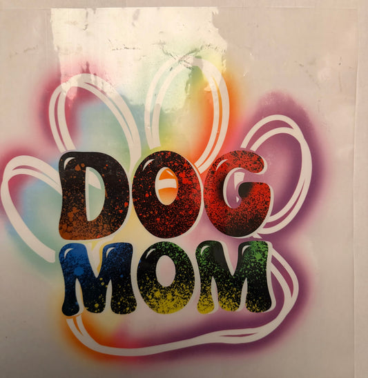 custom dtf prints neon dog mom with paw