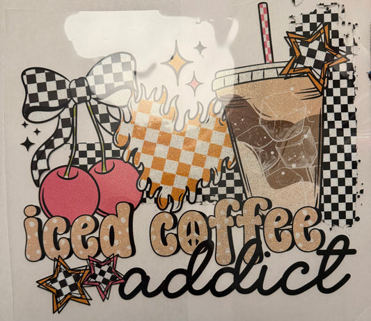 custom dtf prints ice coffee addict