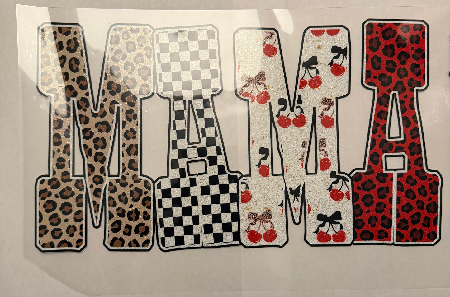 custom dtf prints mama cheetah cherry checkered printed