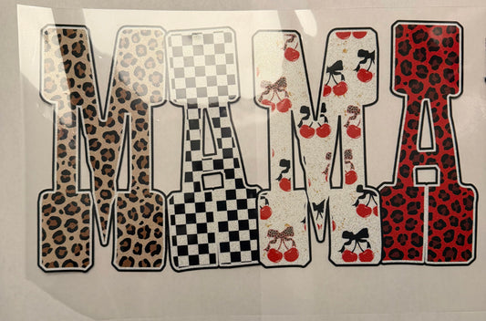 custom dtf prints mama cheetah cherry checkered printed