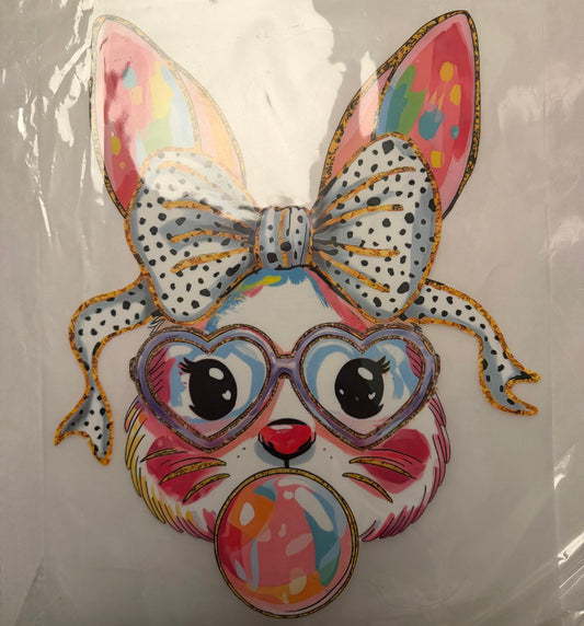 custom dtf prints bunny with bubble gum