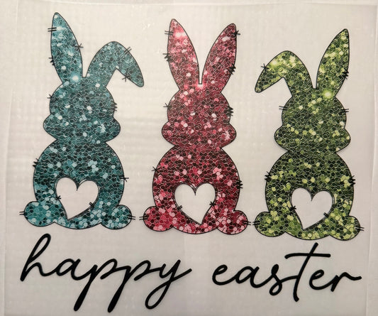 Custom dtf prints Happy Easter bunnies