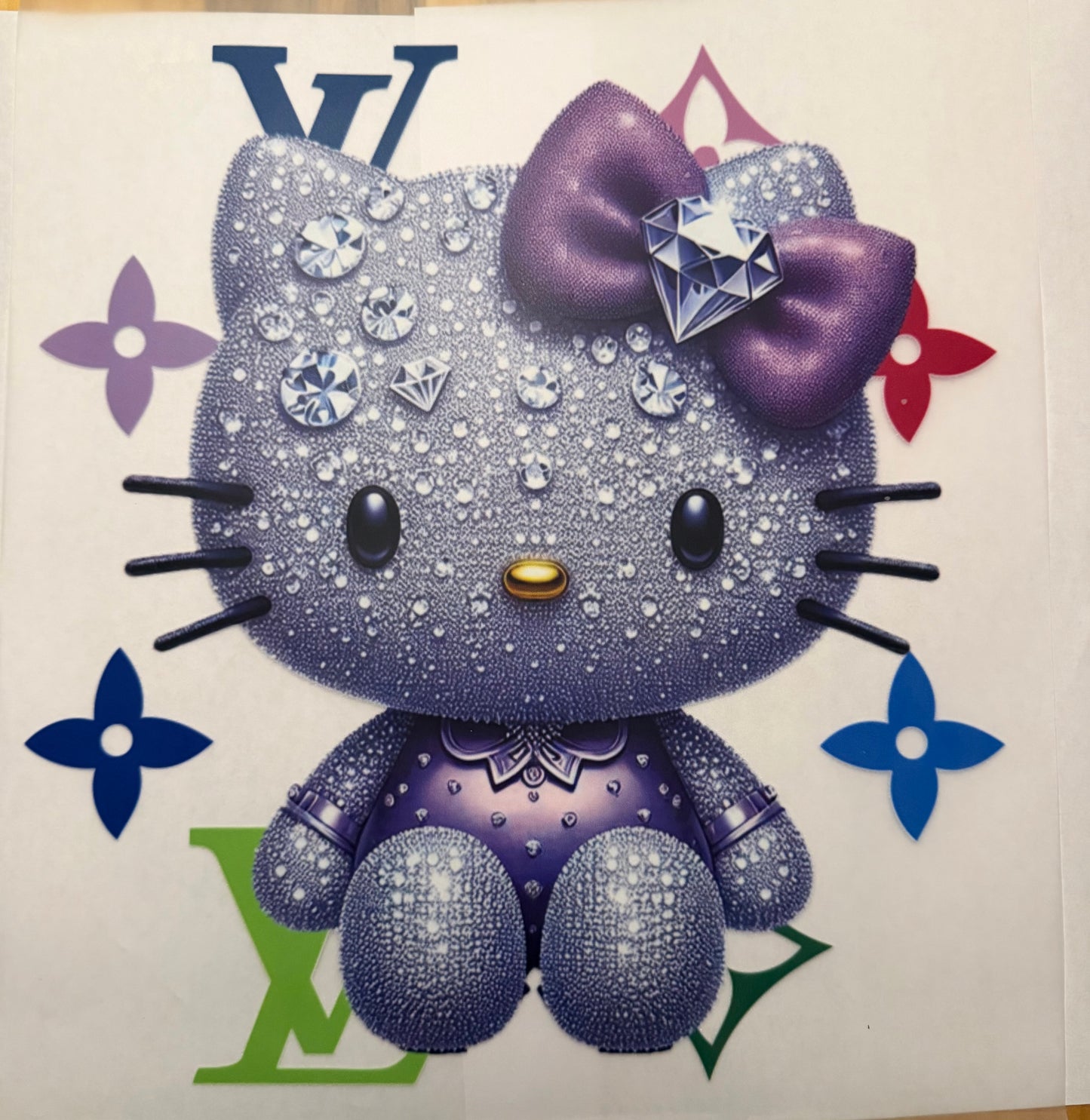Custom dtf prints Lv hello kitty Diamond look