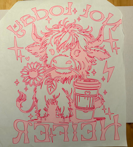 Custom dtf prints Not today heifer highland cow