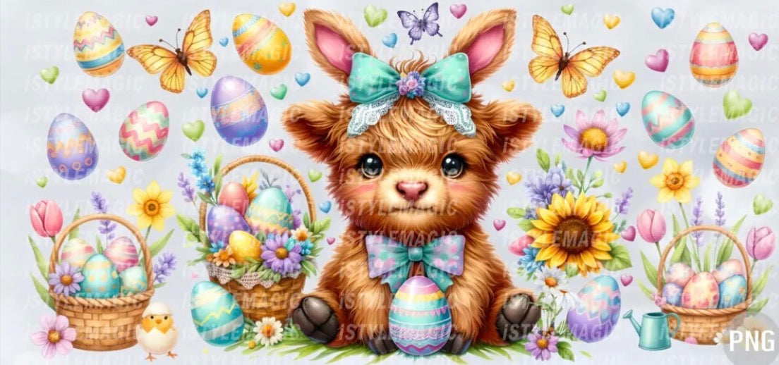 Cup wraps uvdtf highland cow Easter
