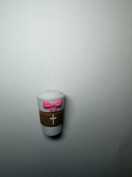 Focal 3d coffee cup faith cross with pink bow