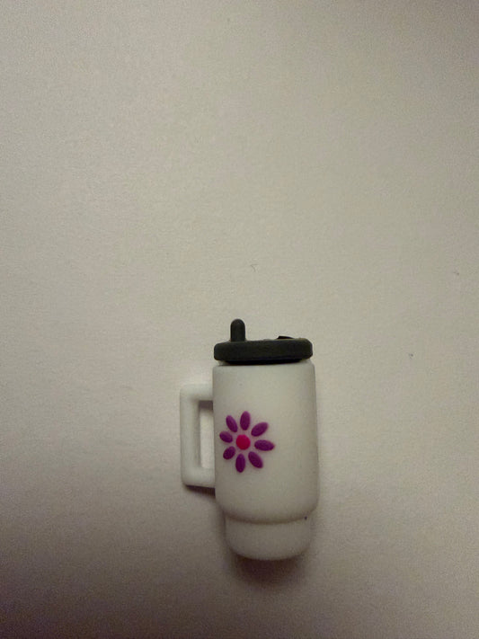 Focal 3d white tumbler with purple floral
