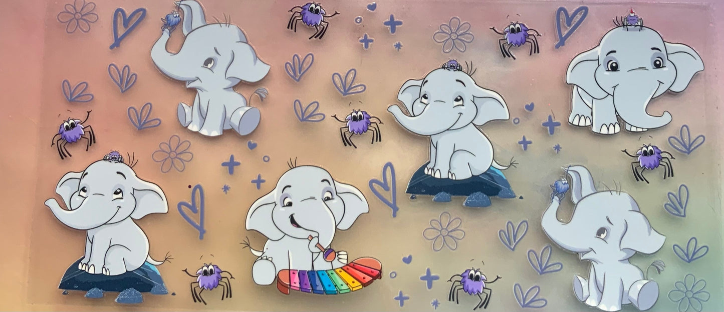 uvdtf  transfer wrap elephants playing