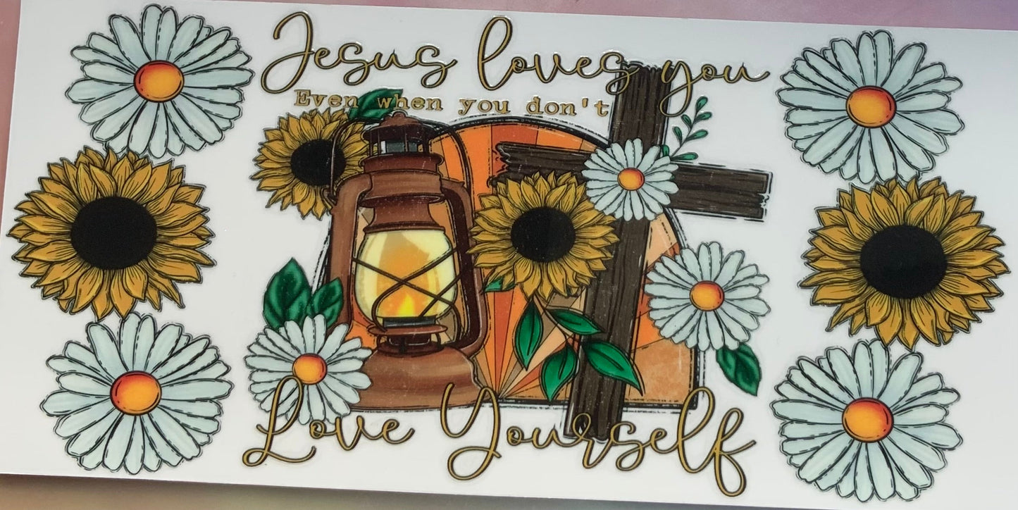 uvdtf  transfer wrap faith cross lantern sunflower
