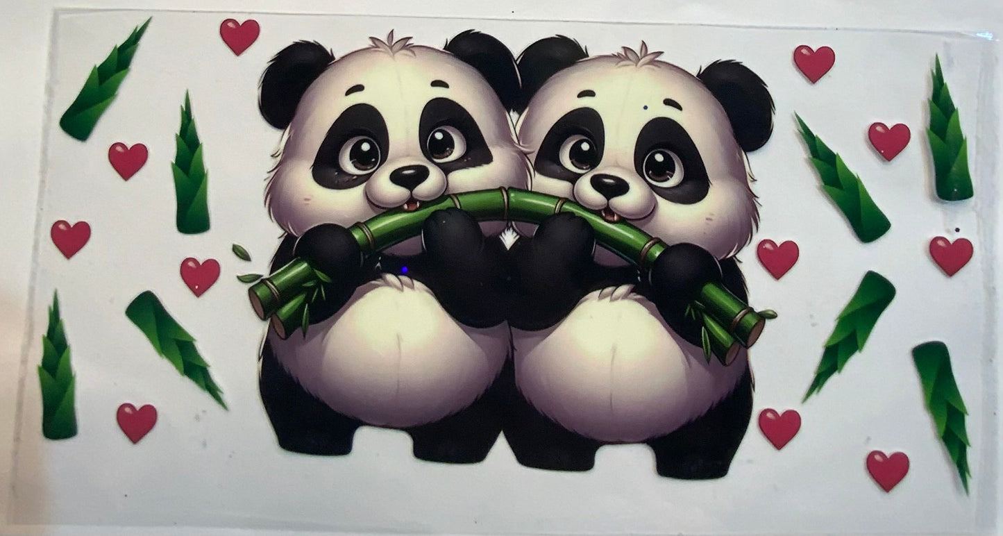 uvdtf  transfer wrap panda bears with bamboo