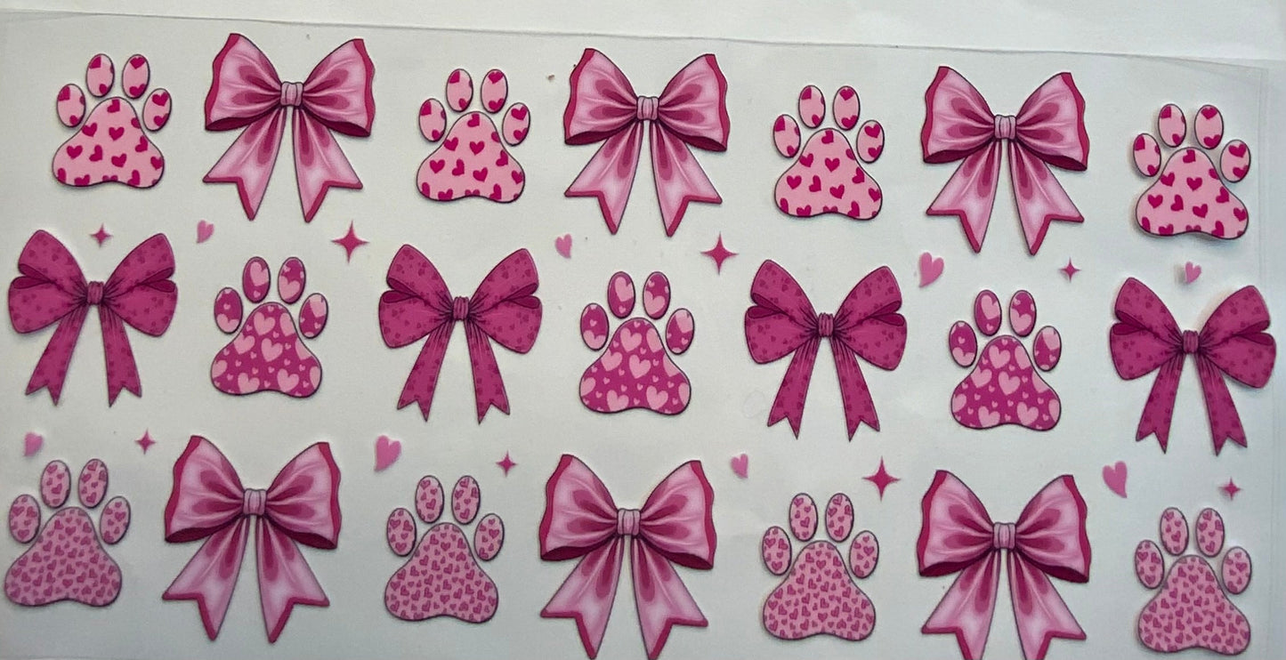 uvdtf  transfer wrap paw print with bows