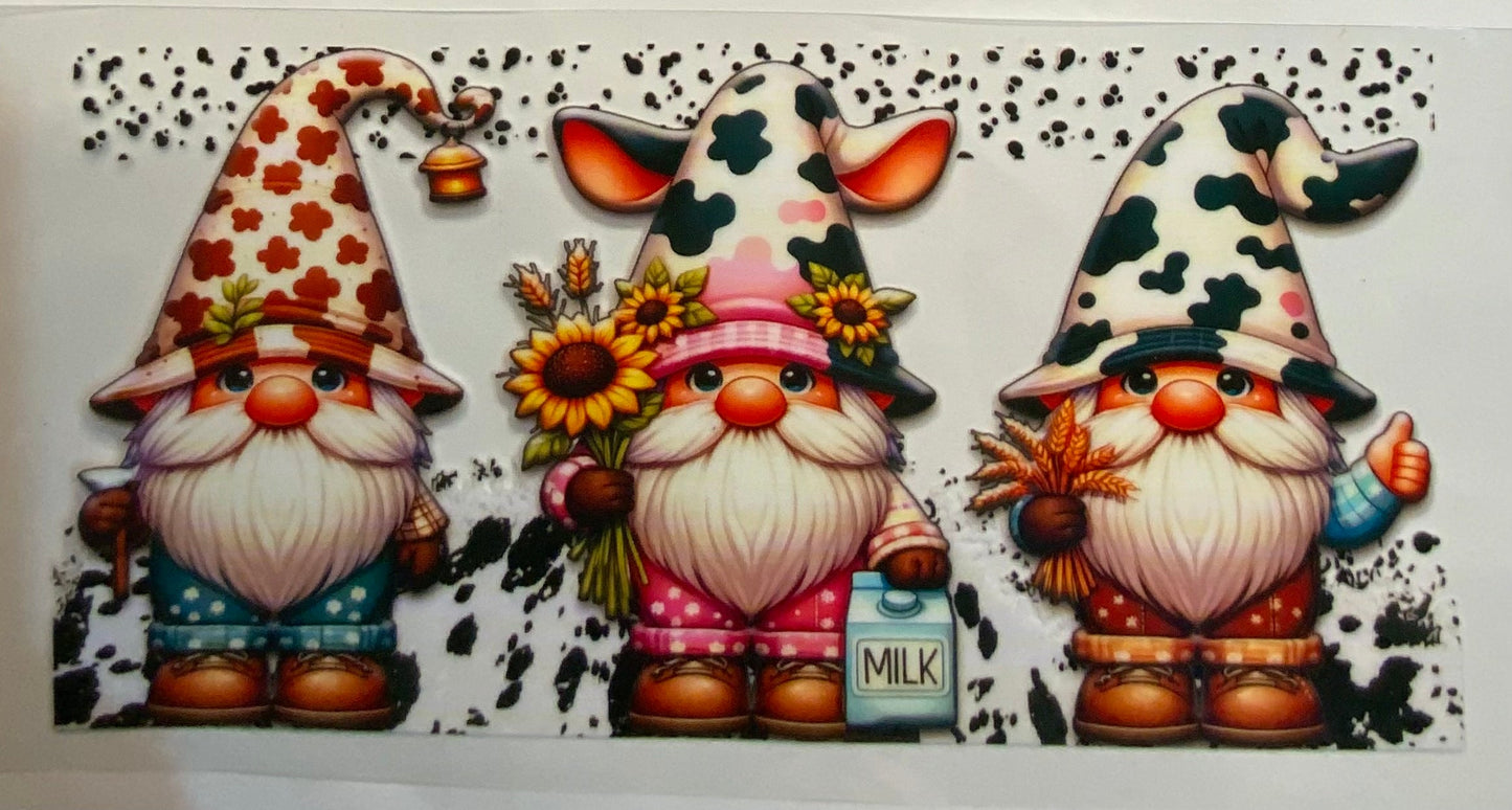 uvdtf  transfer wrap gnomes cow theme