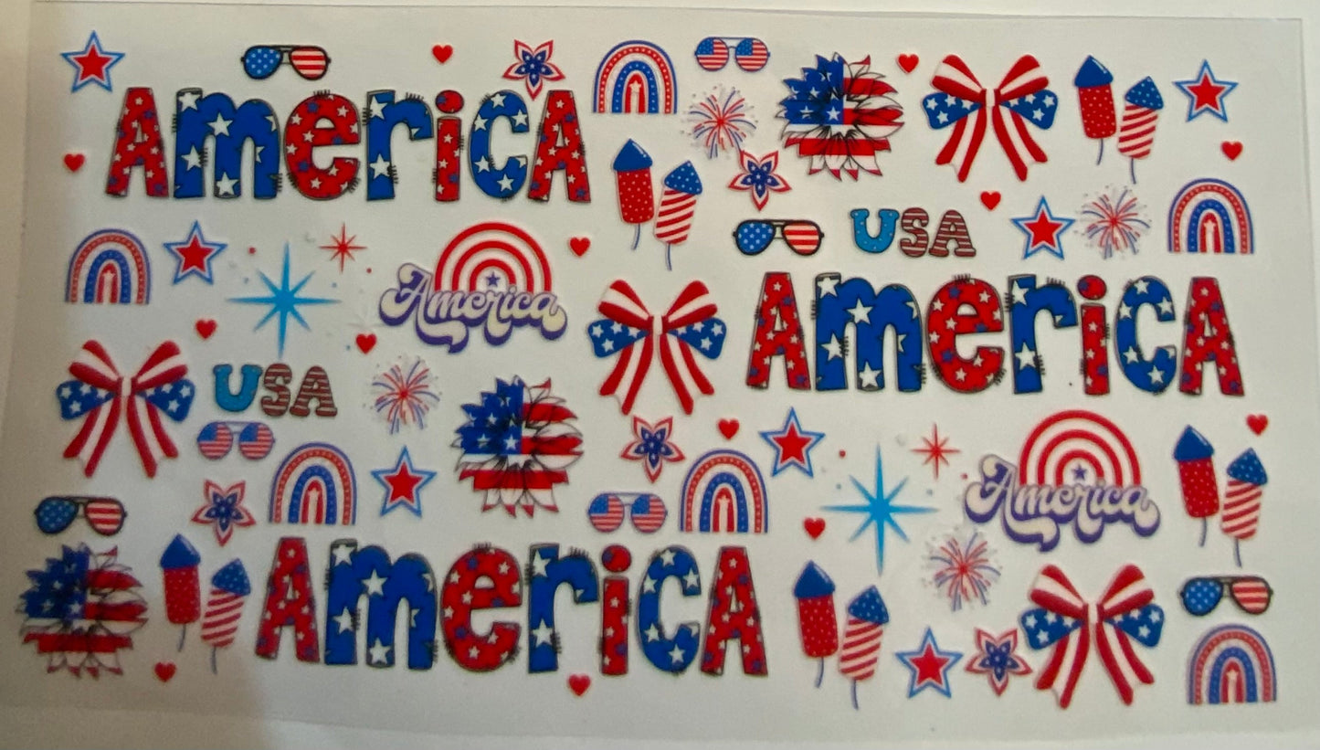 uvdtf  transfer wrap Americana 4th of July theme