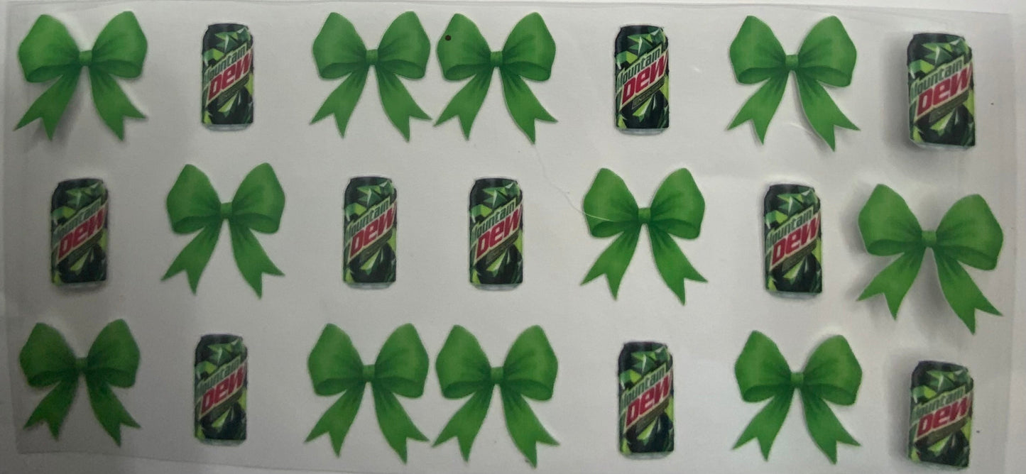 Cup wraps uvdtf  Mountain Dew drinks with bows