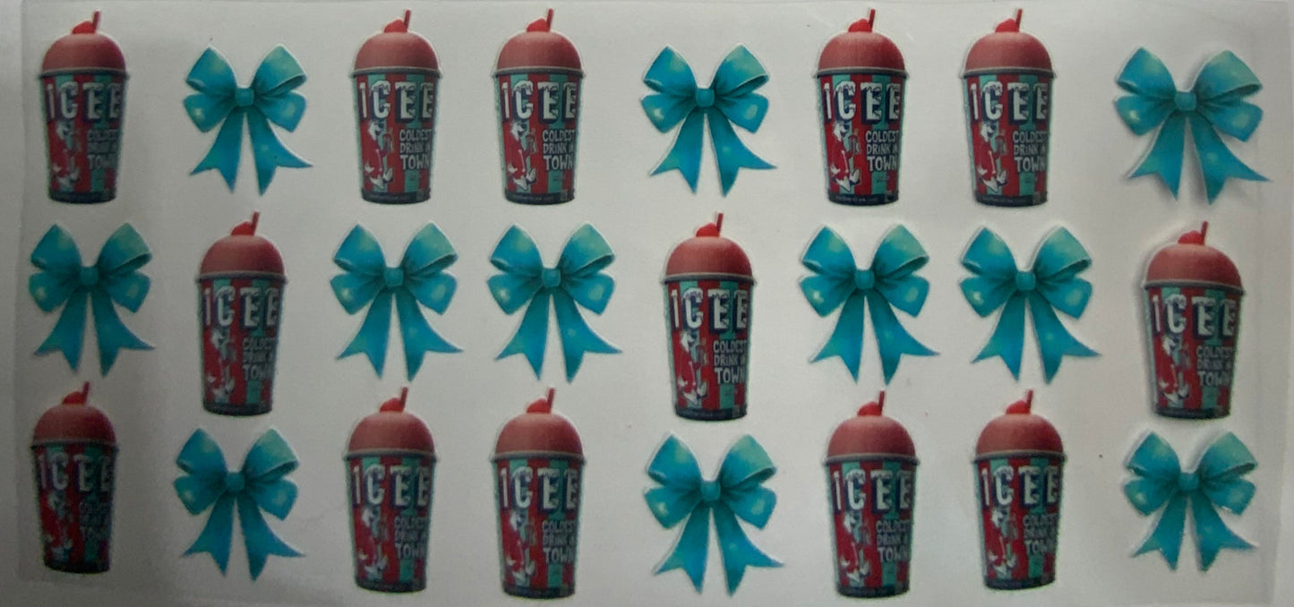Cup wraps uvdtf  Red icee with teal bows
