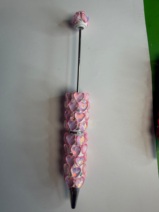 Beadable pens just the pen Pink hearts