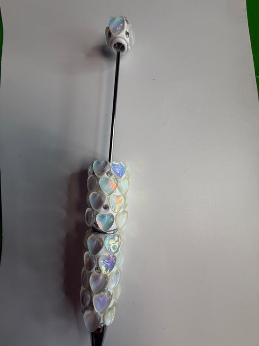 Beadable pens just the pen White hearts