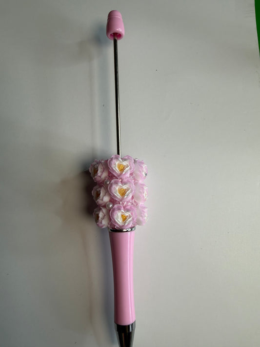 Beadable pens just the pen Half done Soft flower pink