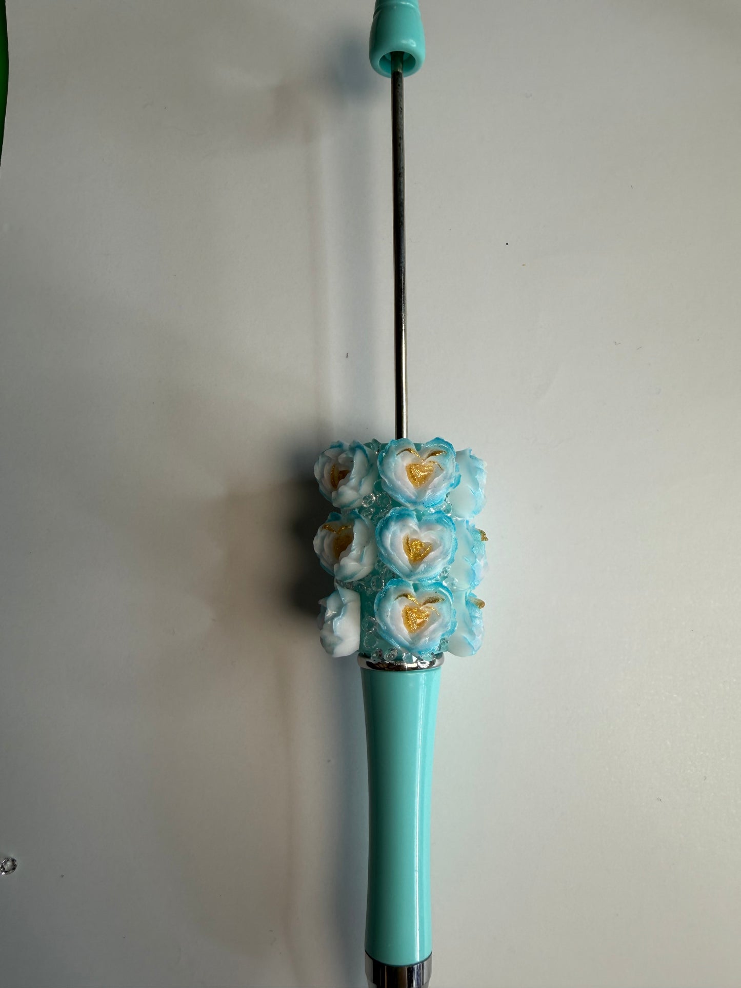 Beadable pens just the pen Half done  Soft flower blue
