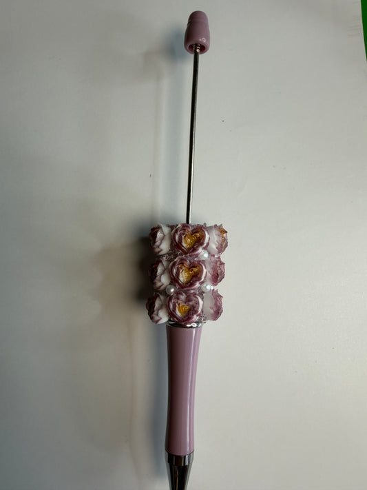 Beadable pens just the pen Half done Soft flower plum