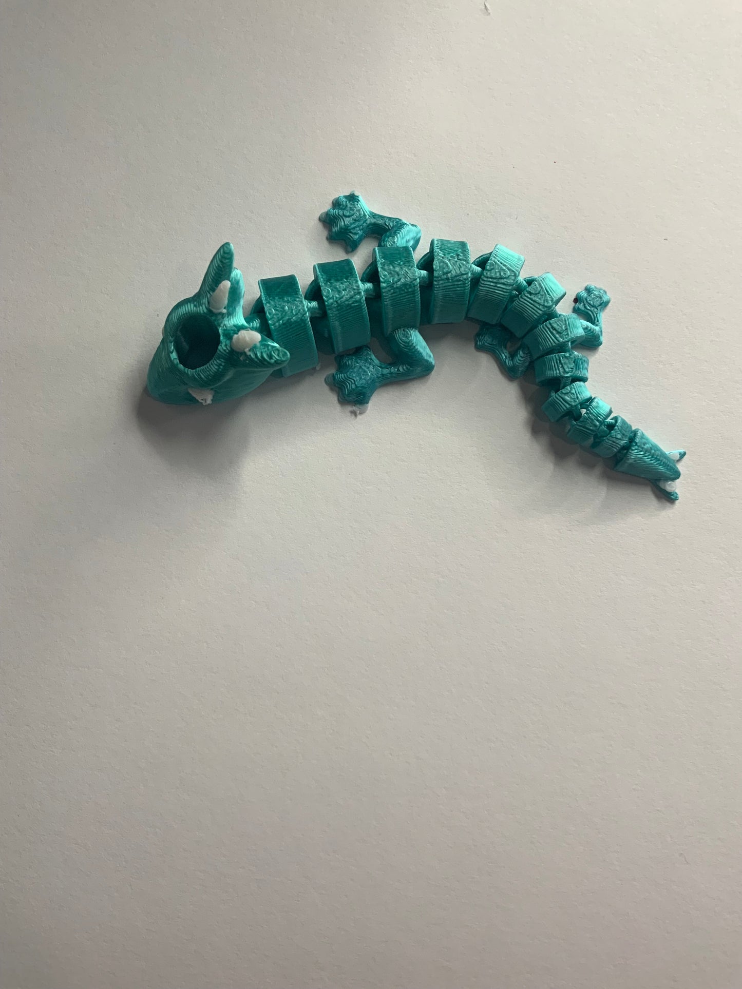 3D printed dragon for straw in teal