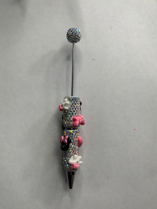 Beadable pens just the pen Pink Minnie silver rhinestone