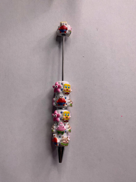 Beadable pens just the pen  White SpongeBob with all friends