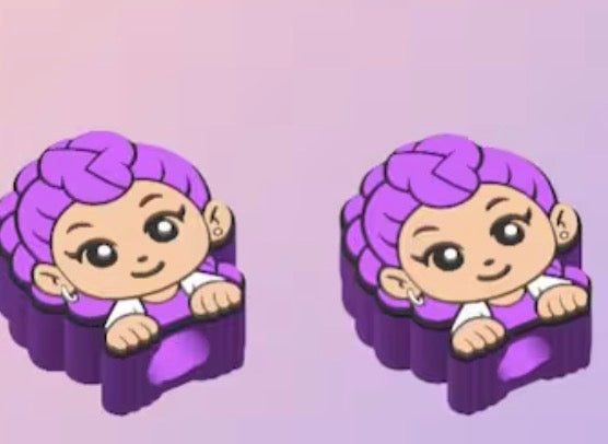 3d printed straw topper Kpop purple hair