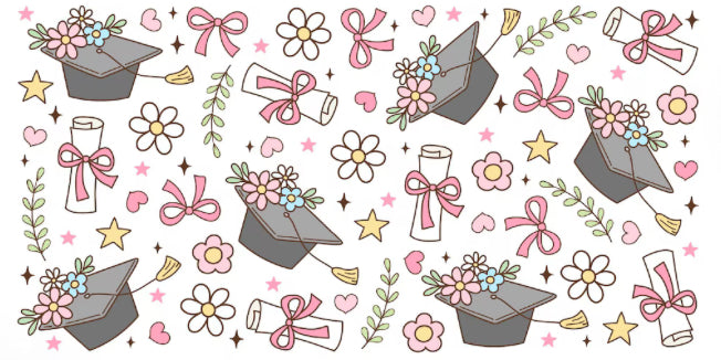 Cup wraps uvdtf Graduation cap pink bows