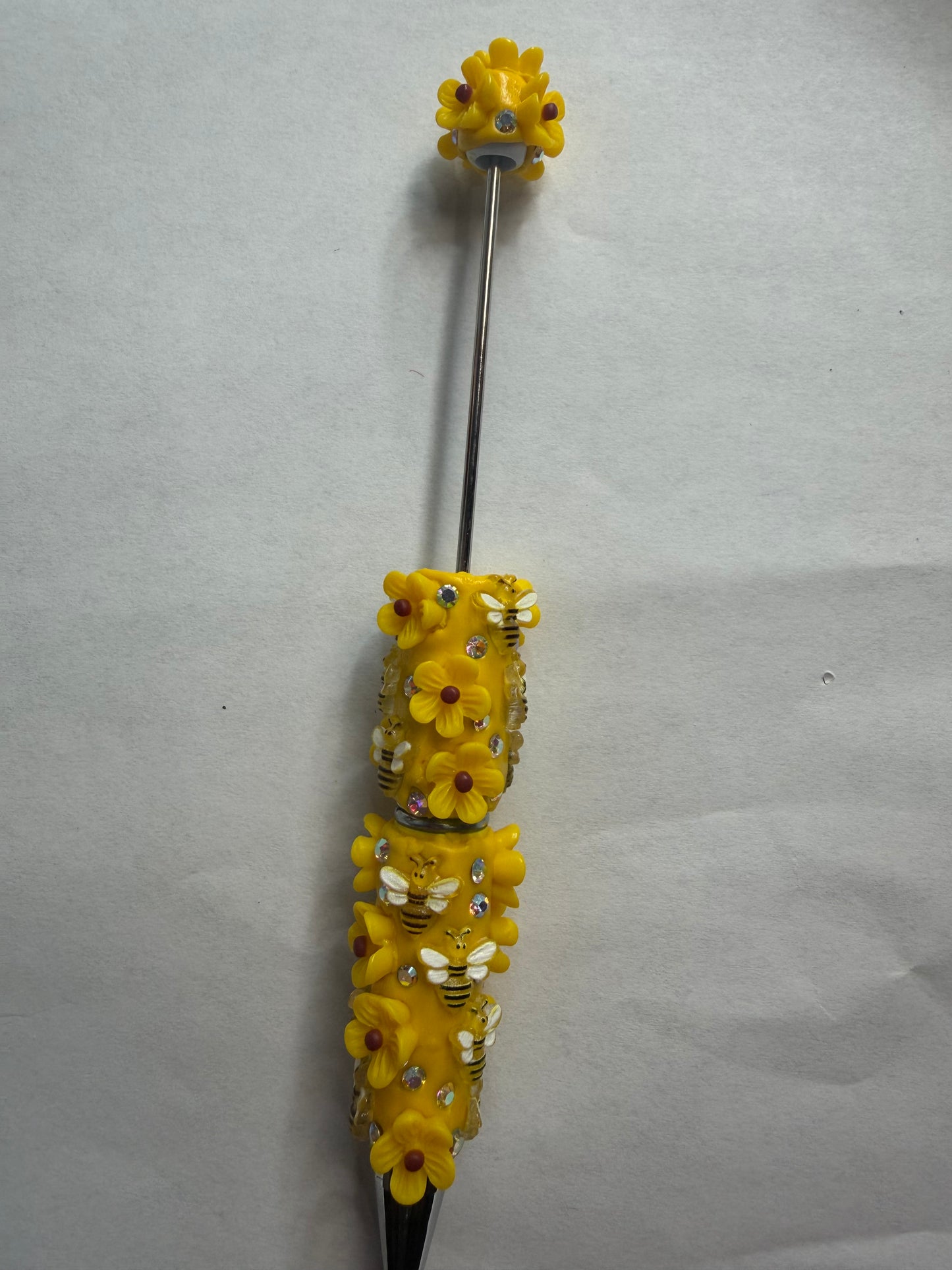 Beadable pens just the pen Yellow bee with sunflower