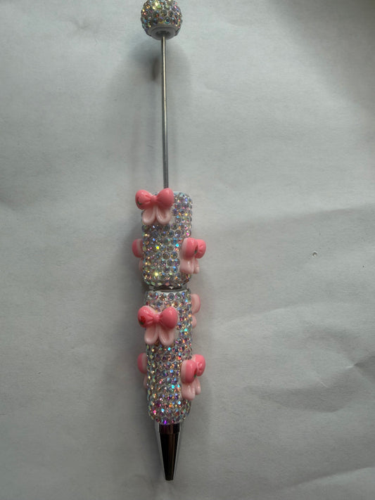 Beadable pens just the pen Rhinestone strawberry bow
