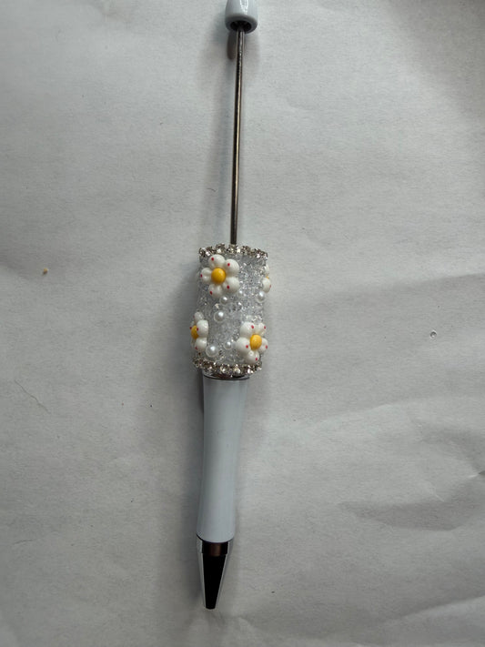 Beadable pens just the pen Half done white daisy