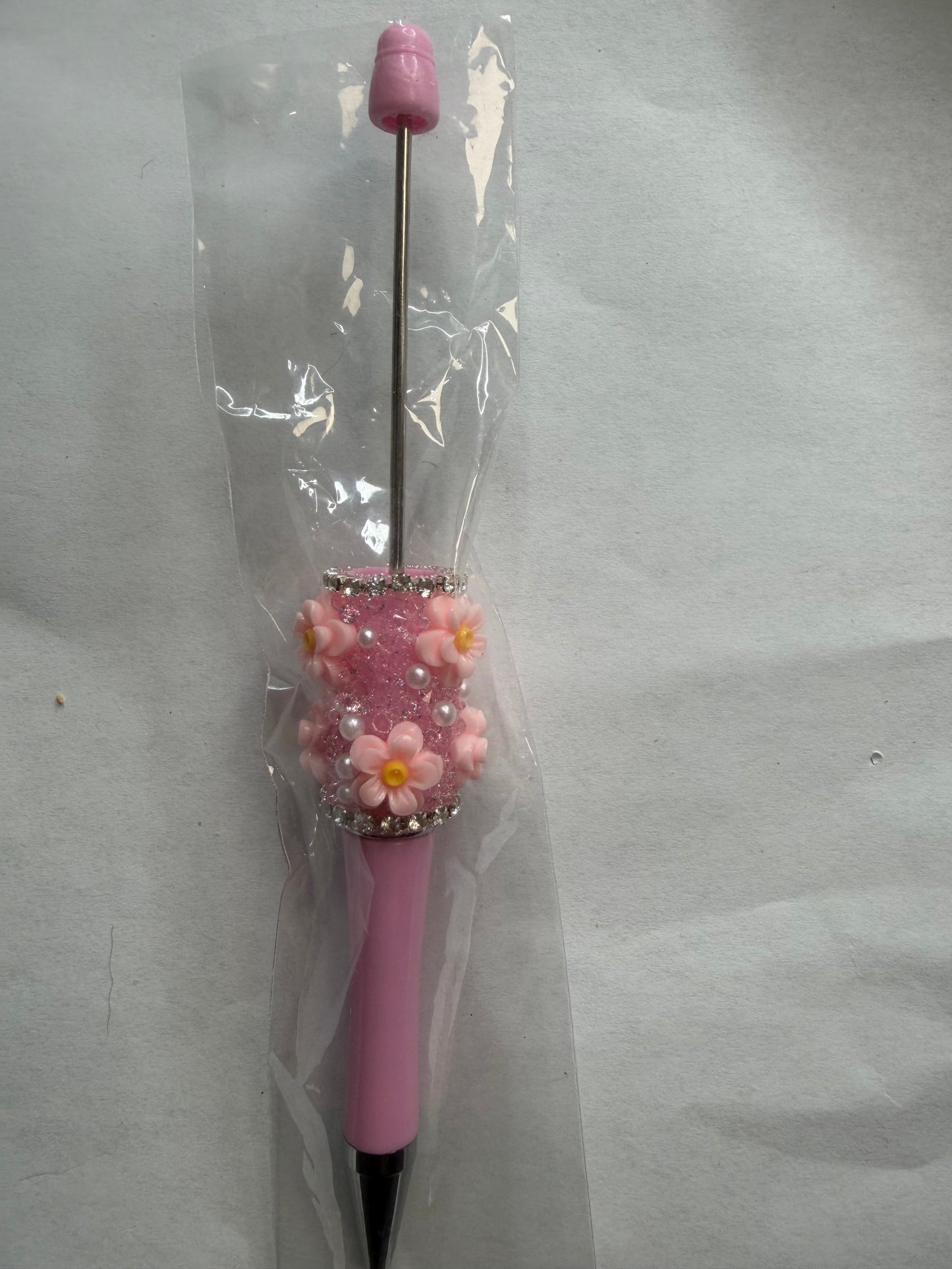 Beadable pens just the pen Half done pink flower