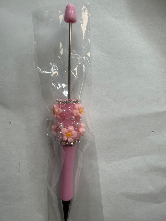 Beadable pens just the pen Half done pink flower