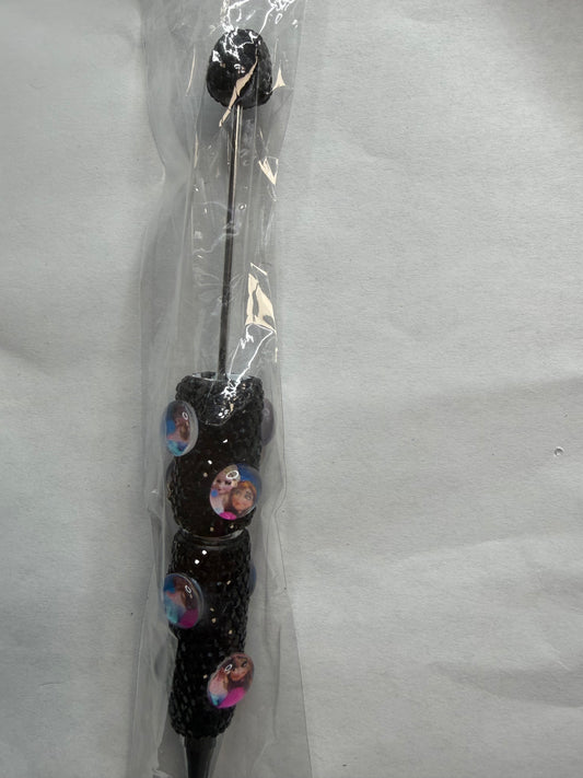 Beadable pens just the pen Black bubble Elsa and Anna