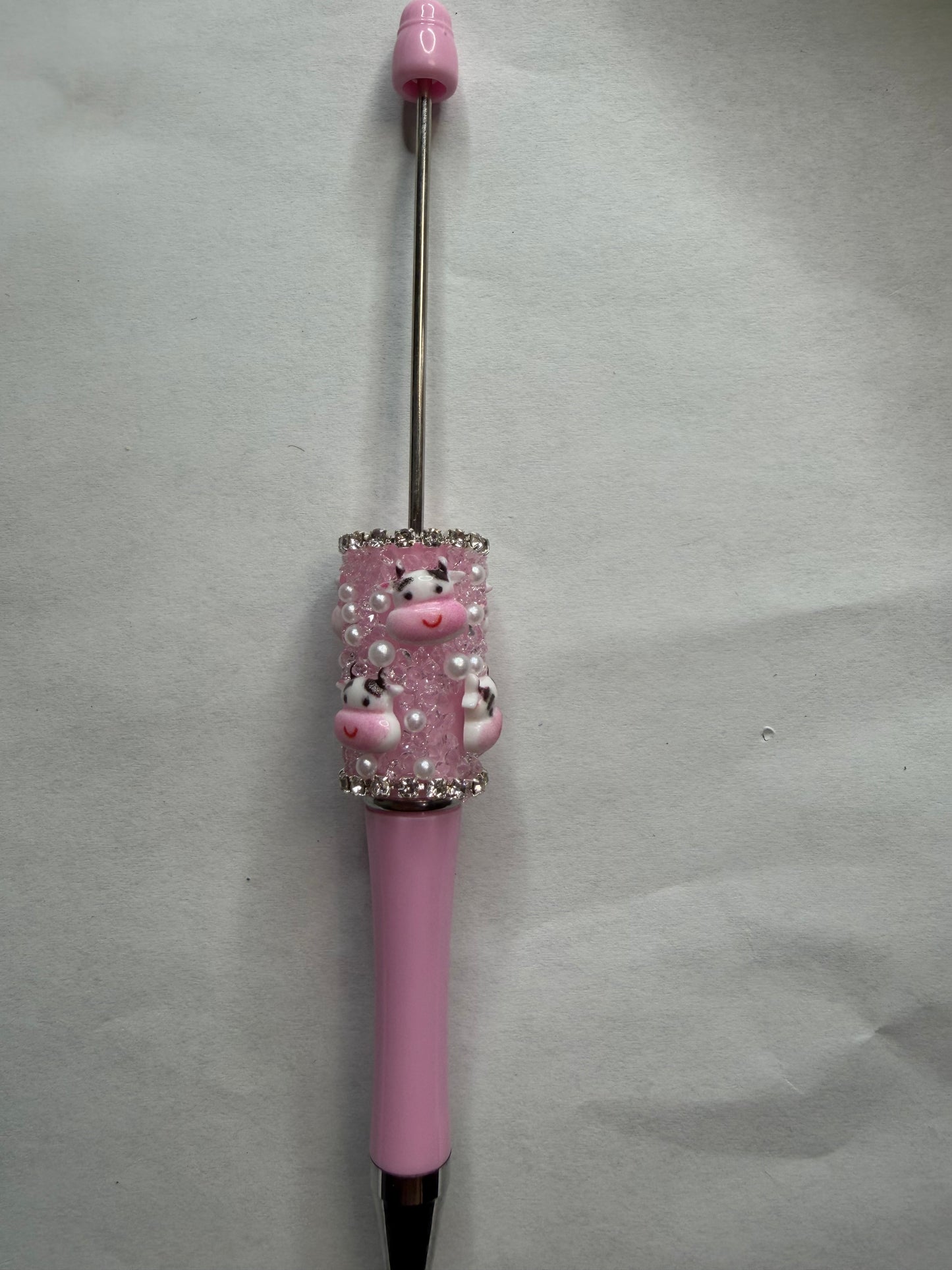 Beadable pens just the pen Half done pink cow