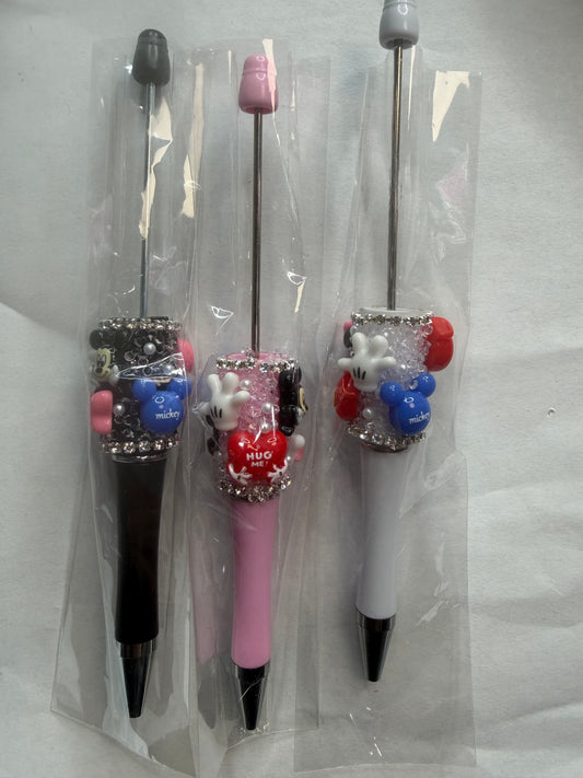 Beadable pens just the pen Half done boy and girl mouse  random color