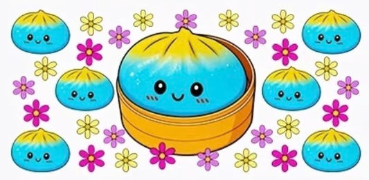 Cup wraps uvdtf dumpling squishy teal with flowers