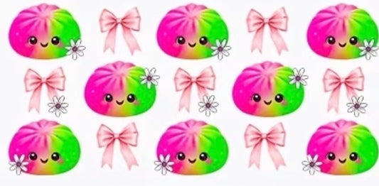 Cup wraps uvdtf dumpling squishy neonRainbow with bows