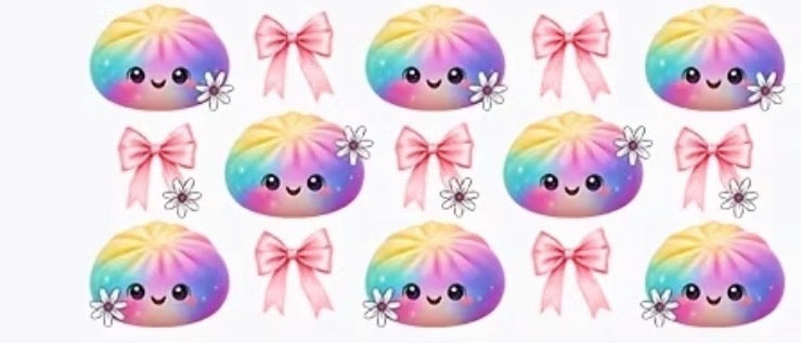 Cup wraps uvdtf dumpling squishy Rainbow with bows