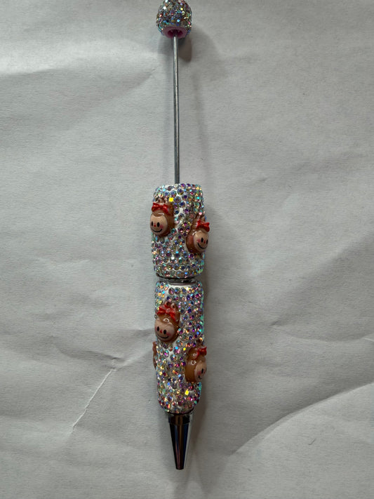 Beadable pens just the pen Brown labubu head
