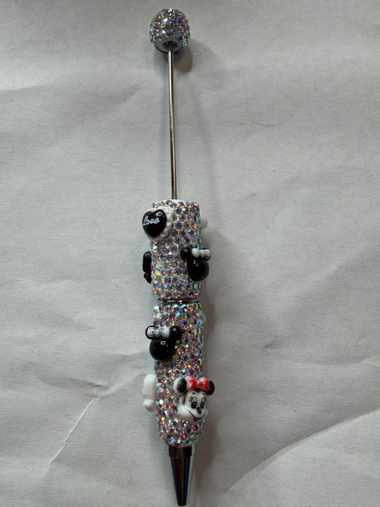 Beadable pens just the pen Rhinestone black and white Mickey/minnie