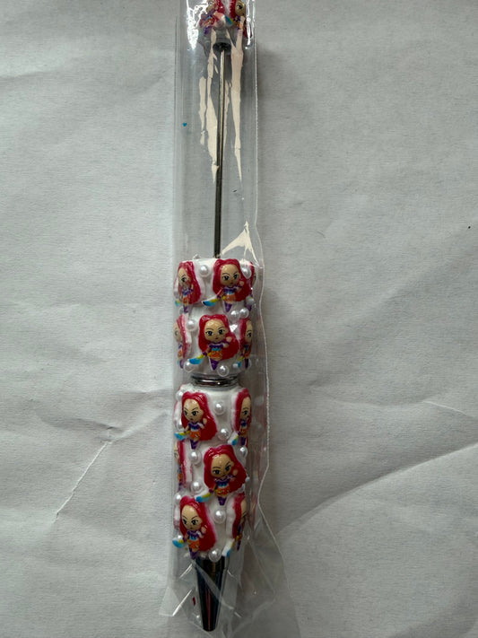 Beadable pens just the pen Kpop red hair girl