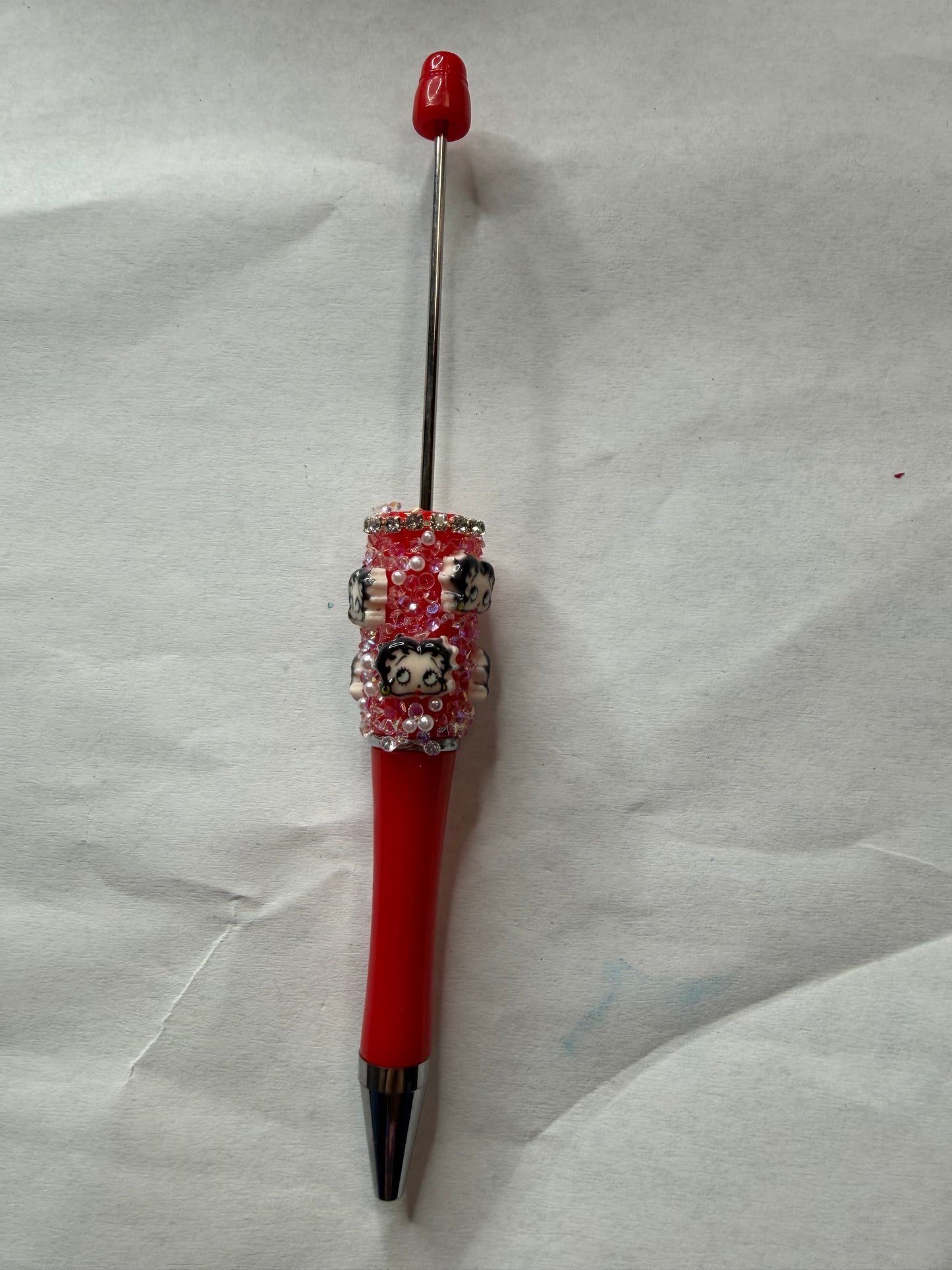Beadable pens just the pen Half done red Betty head