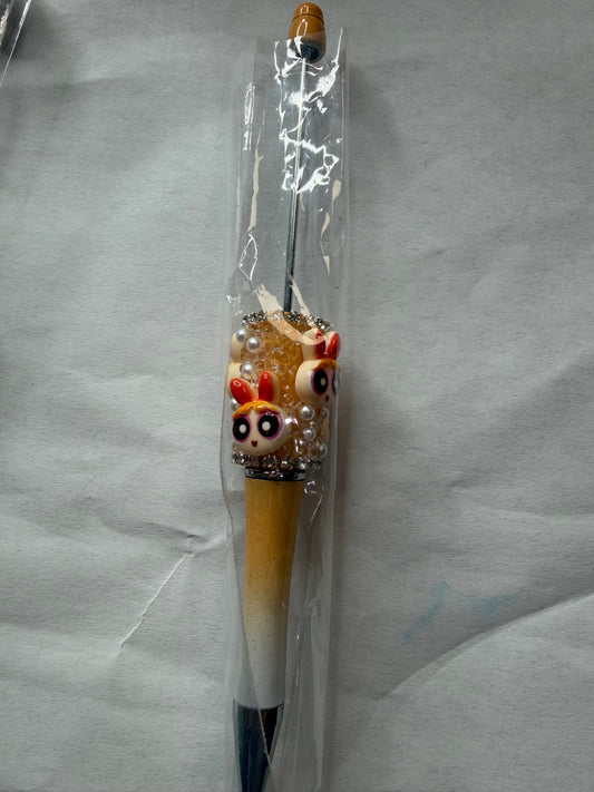 Beadable pens just the pen Half done orange powder puff girl