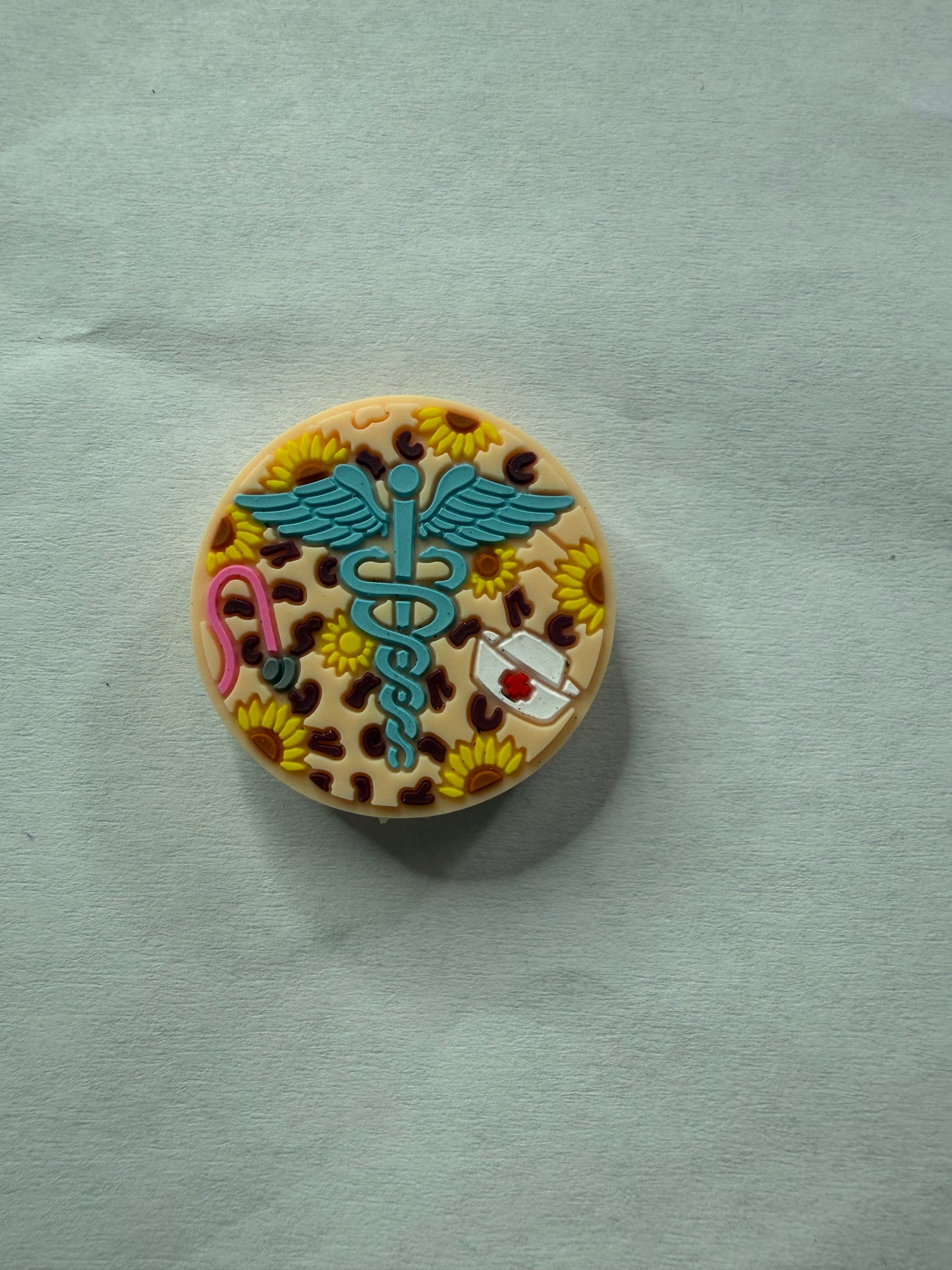 Focal 2d round leopard sunflower medical theme nurse