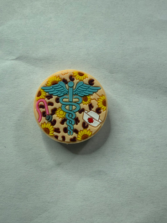 Focal 2d round leopard sunflower medical theme nurse