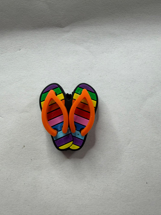 Focal 3d flip flops rainbow orange strap